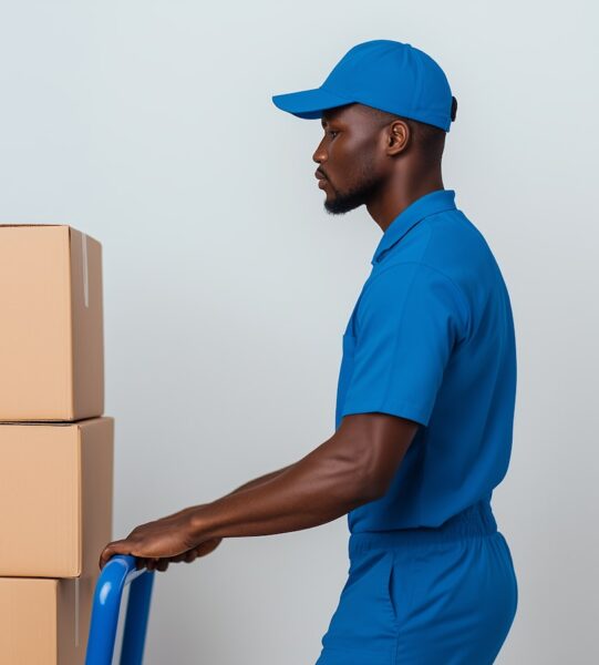Delivery Person in Blue Uniform Delivery Person in Blue Uniform